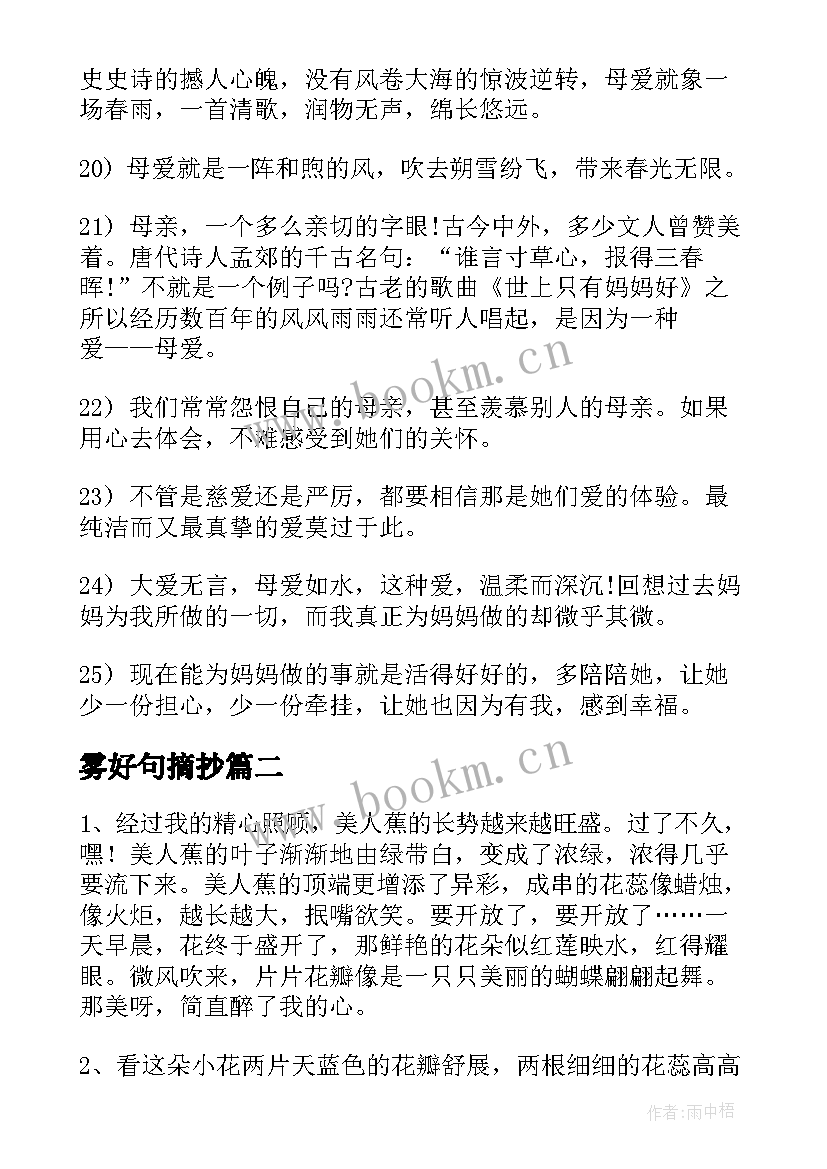 最新雾好句摘抄(通用12篇)