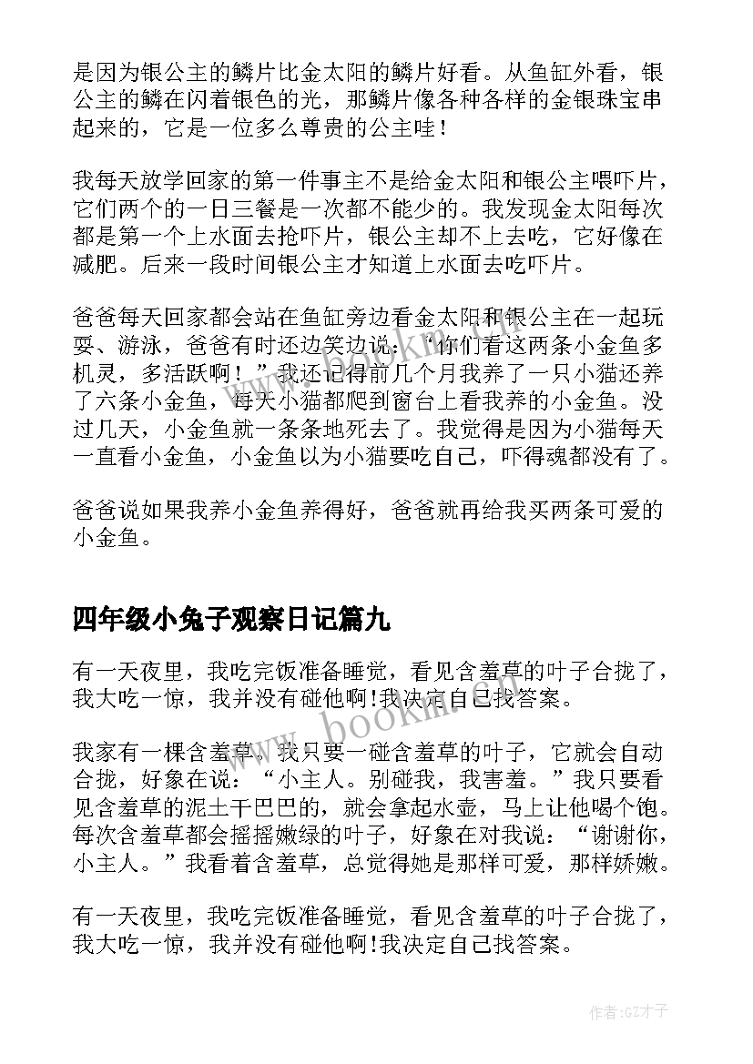 最新四年级小兔子观察日记(实用9篇)