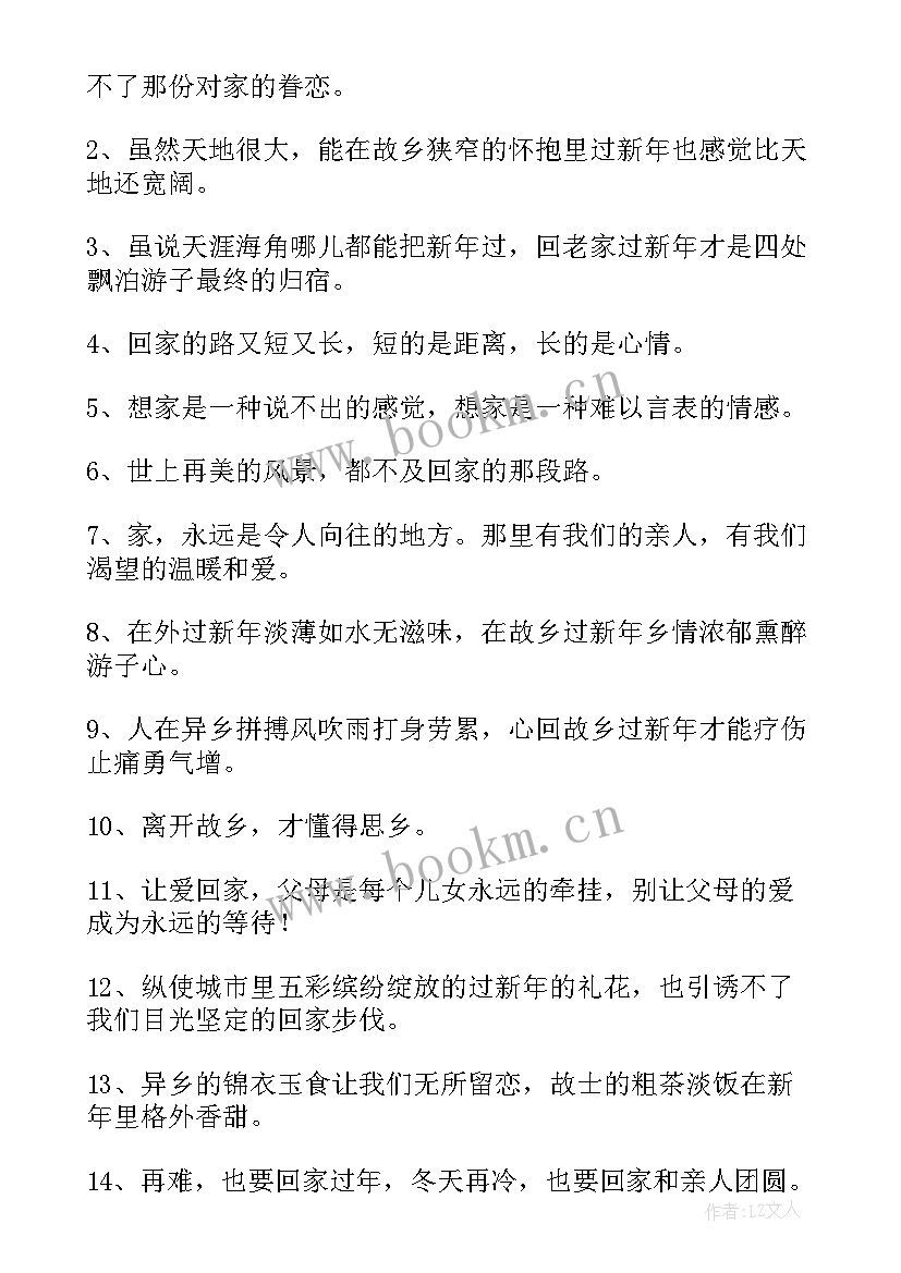 2023年坦白回家过年的句子 回家过年的句子经典(精选8篇)