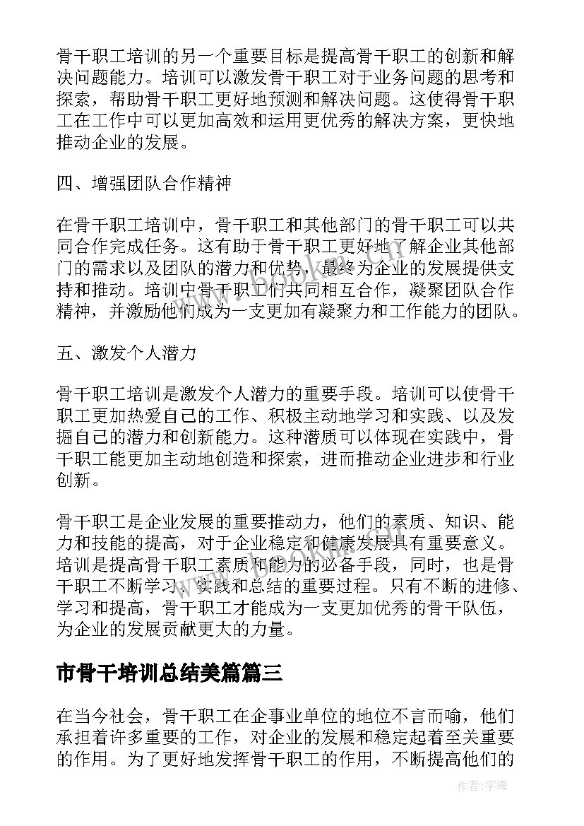 最新市骨干培训总结美篇(优秀11篇)