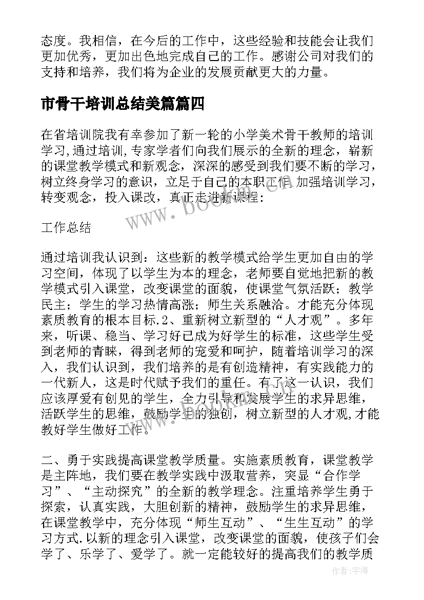 最新市骨干培训总结美篇(优秀11篇)