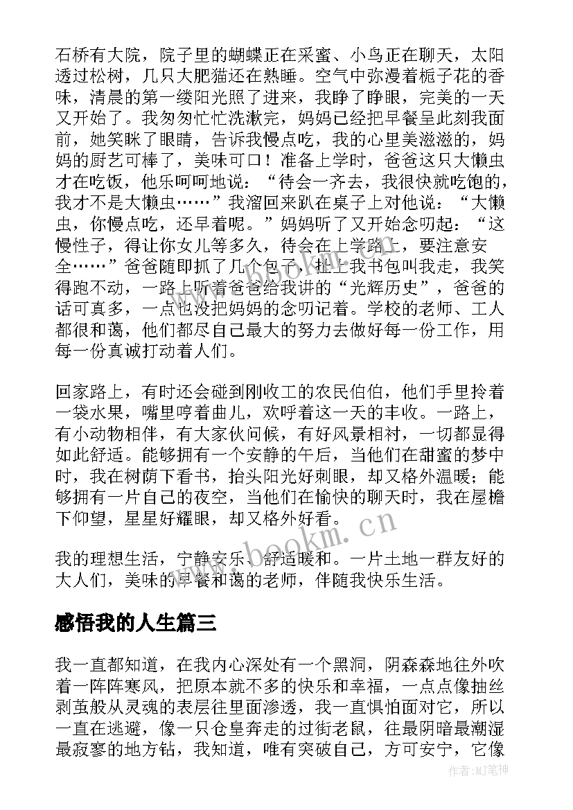 感悟我的人生(模板15篇)