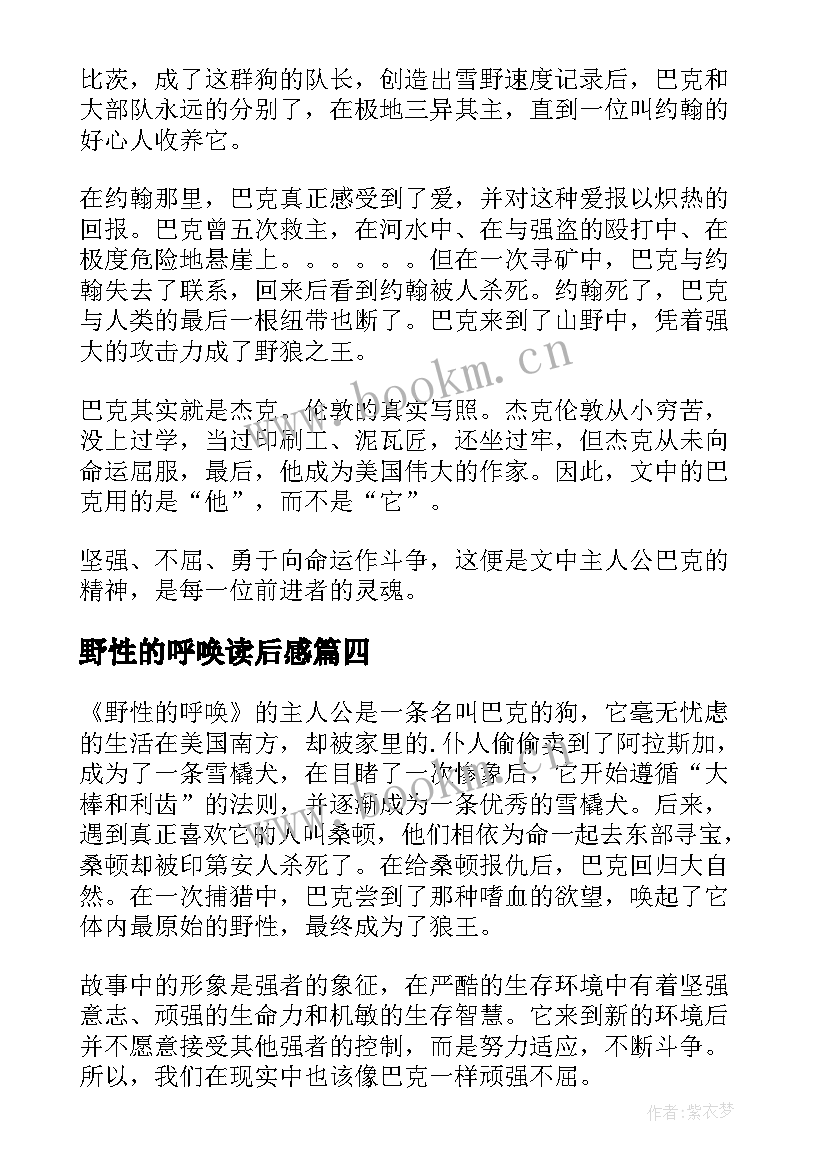 野性的呼唤读后感(优秀13篇)