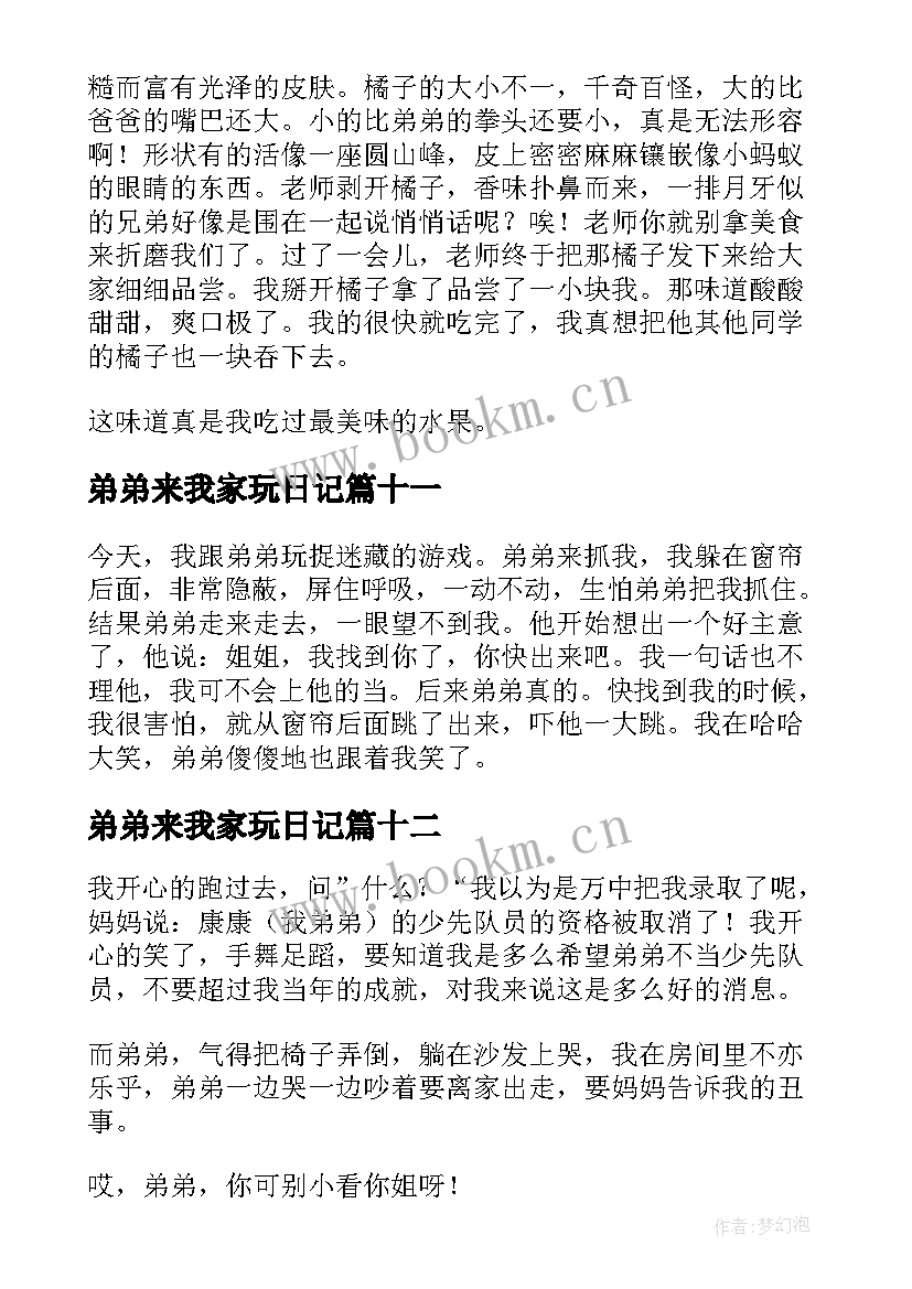 2023年弟弟来我家玩日记 写我的弟弟的日记(通用19篇)