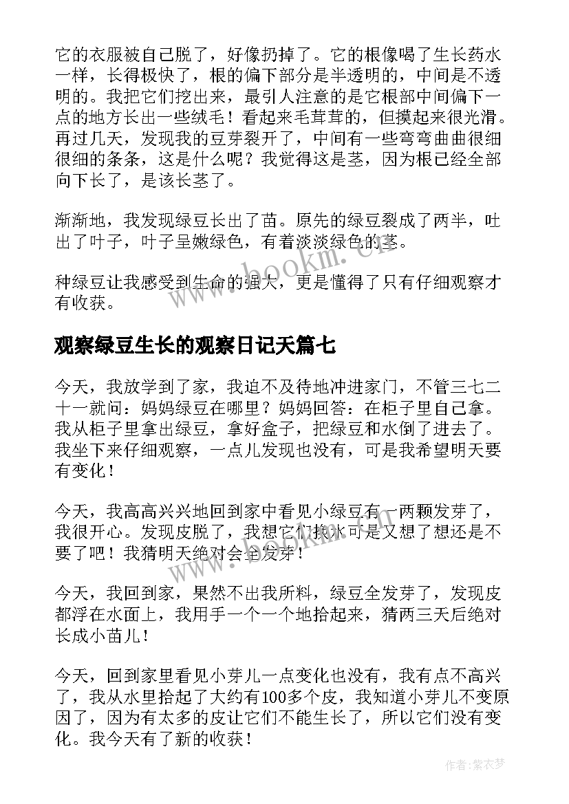 观察绿豆生长的观察日记天 绿豆生长观察日记(优质9篇)