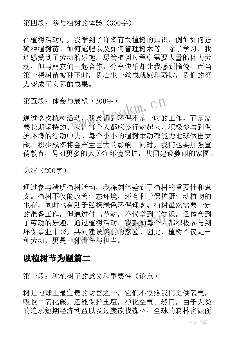 2023年以植树节为题 清明植树心得体会(精选18篇)