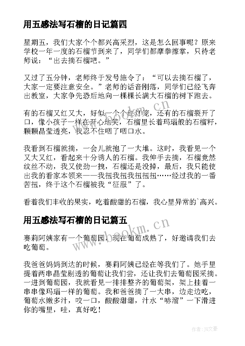 2023年用五感法写石榴的日记(大全8篇)