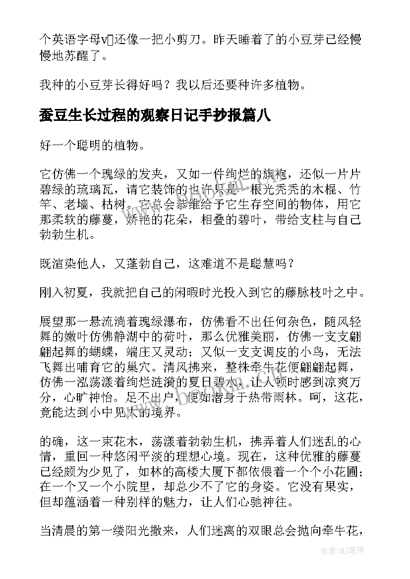 2023年蚕豆生长过程的观察日记手抄报 观察植物生长过程日记(精选13篇)