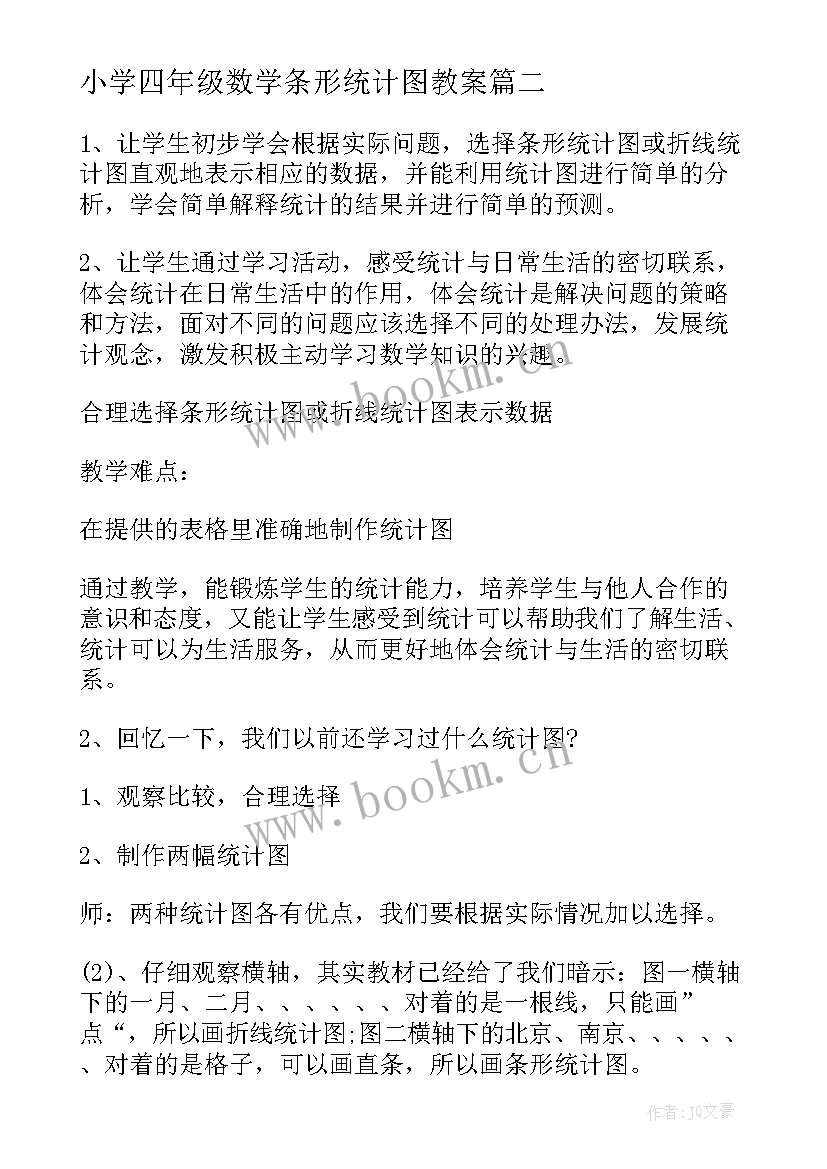 最新小学四年级数学条形统计图教案 小学数学四年级复式条形统计图教案设计(精选8篇)