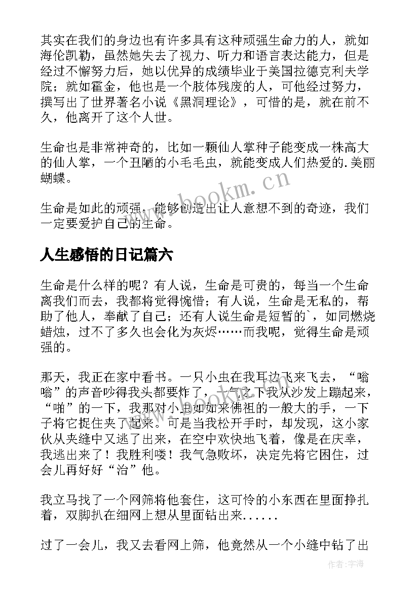 2023年人生感悟的日记 我的人生感悟日记(精选8篇)