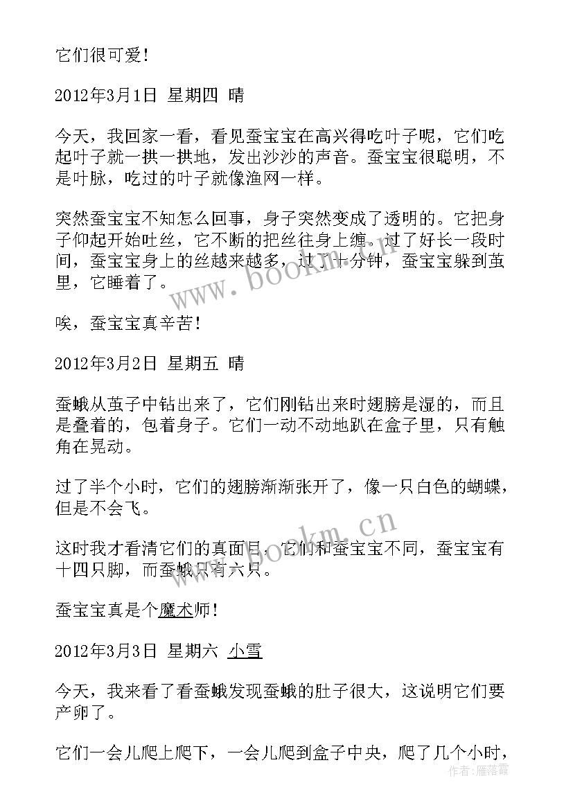 2023年养蚕日记四年级 养蚕记四年级小学(优质8篇)