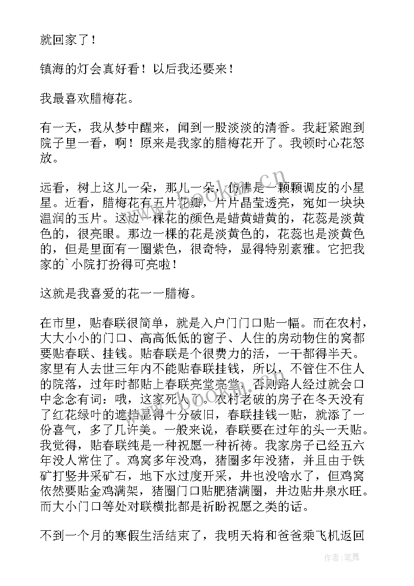 2023年寒假日记参考(优秀8篇)