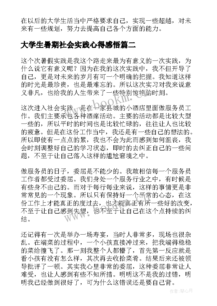 2023年大学生暑期社会实践心得感悟(大全20篇)