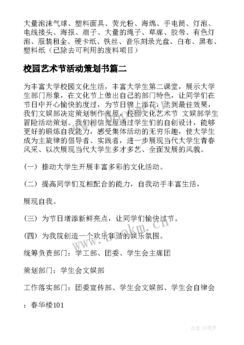 校园艺术节活动策划书(汇总12篇)