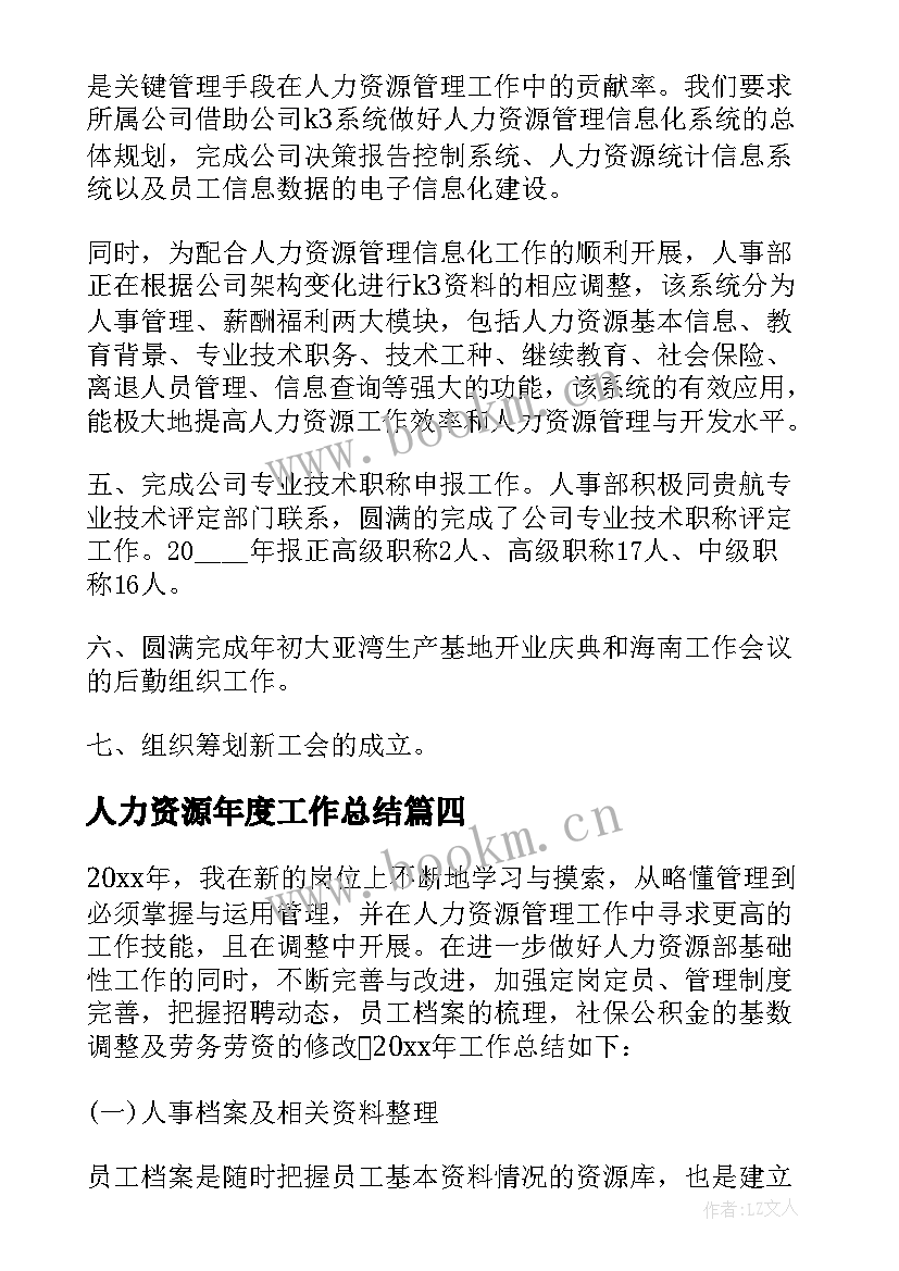 2023年人力资源年度工作总结(实用19篇)