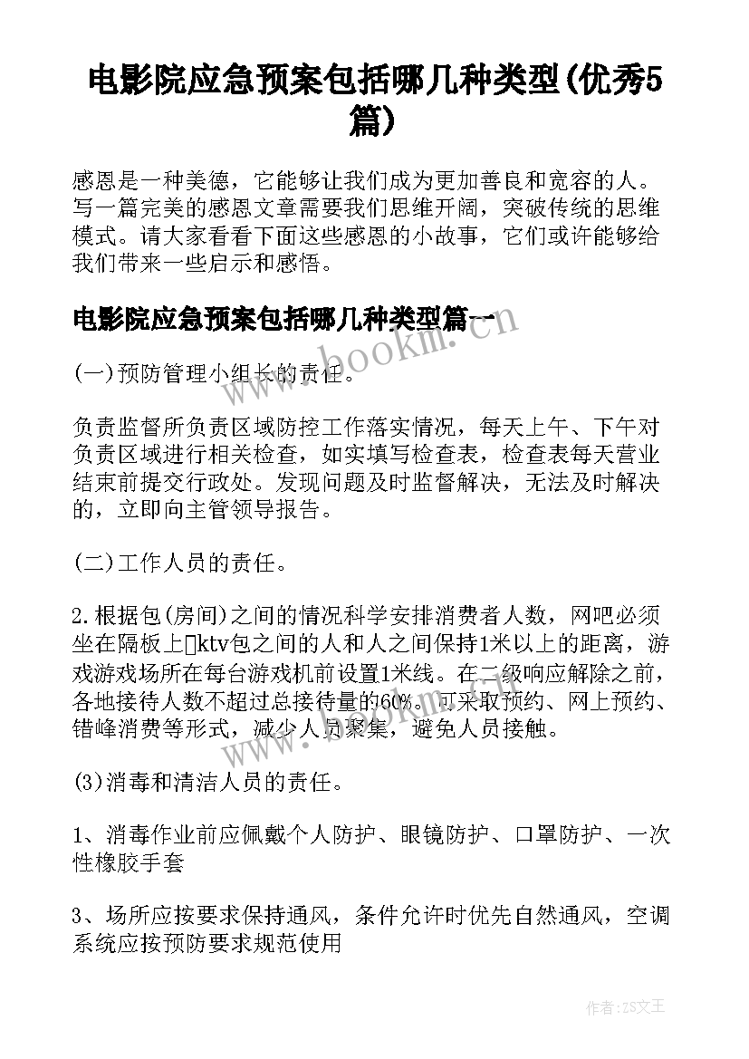 电影院应急预案包括哪几种类型(优秀5篇)