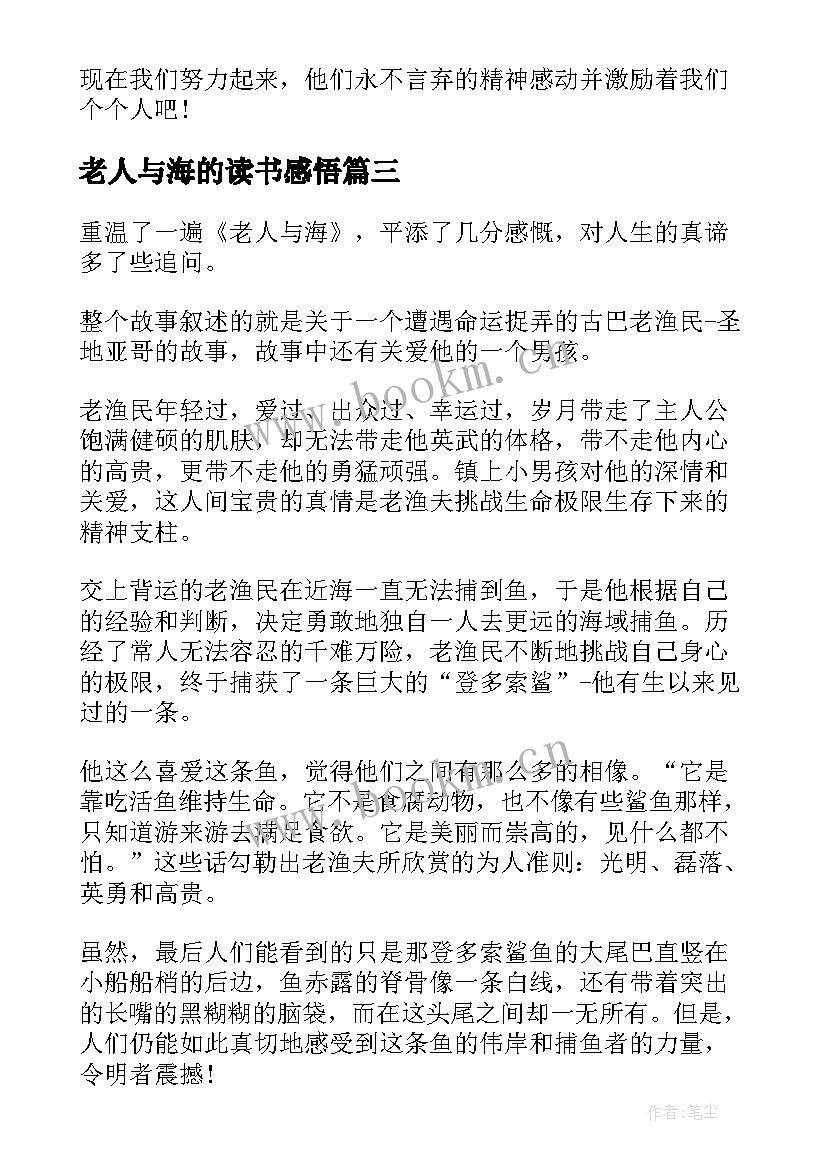 老人与海的读书感悟(通用8篇)