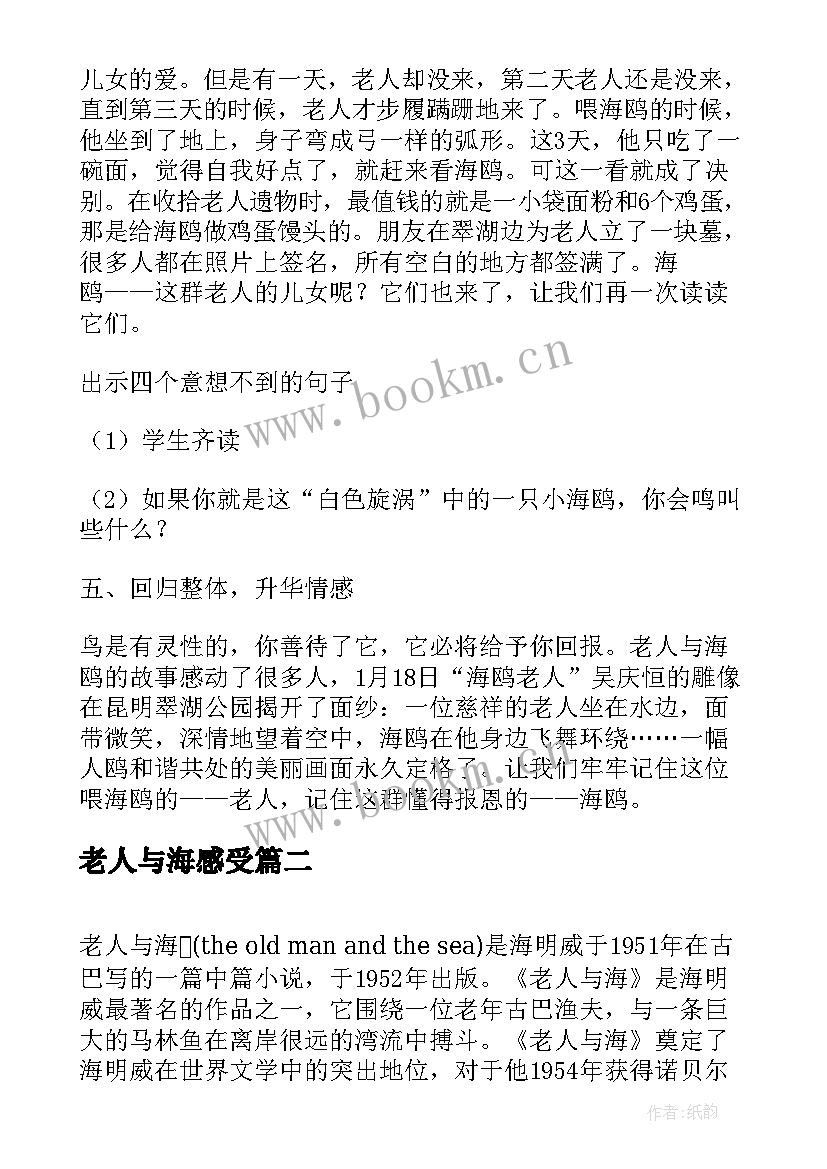 最新老人与海感受 老人与海教案(精选9篇)