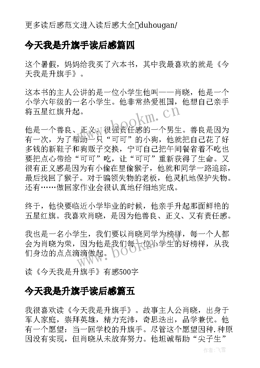 2023年今天我是升旗手读后感(模板17篇)