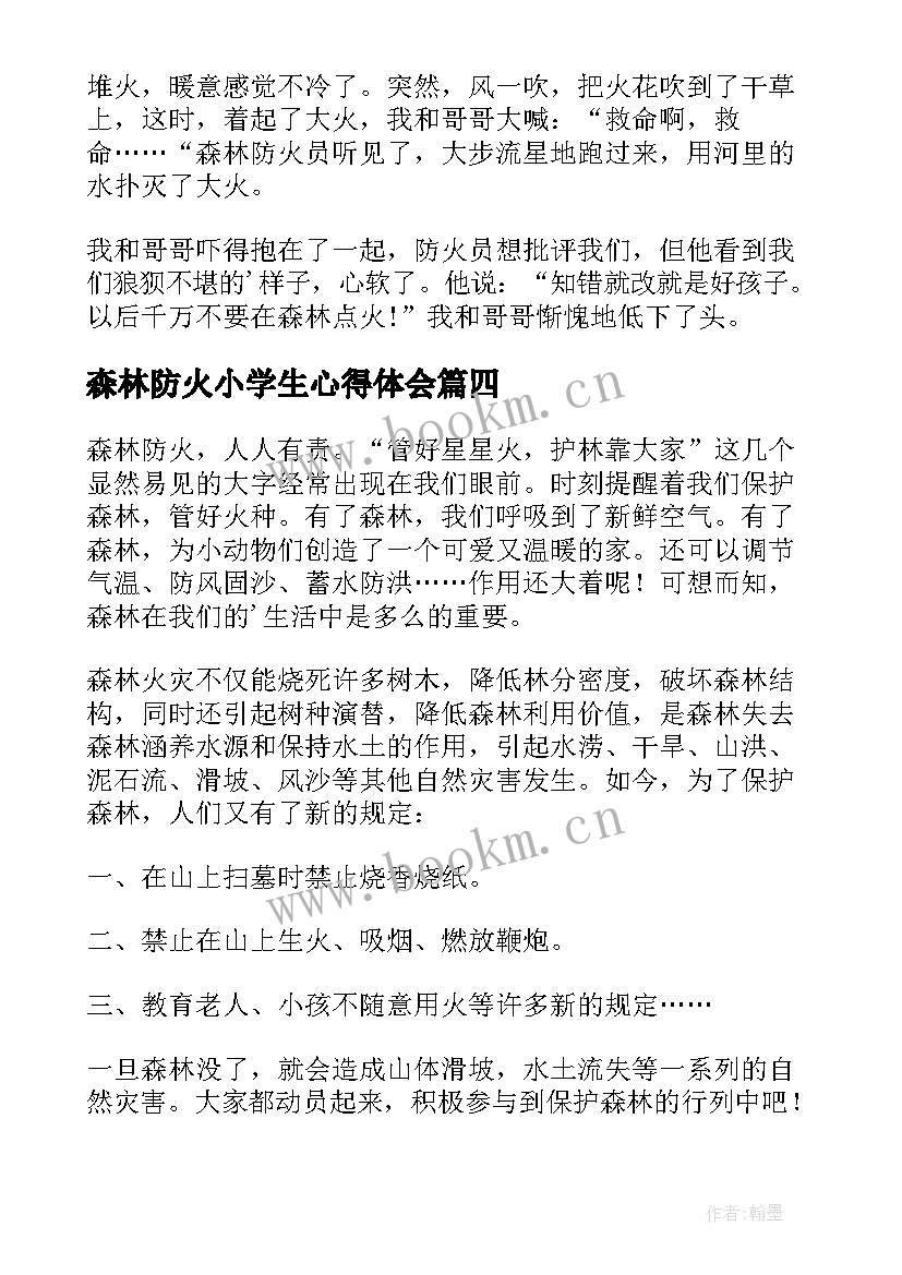 2023年森林防火小学生心得体会 小学生森林防火心得体会(优质8篇)