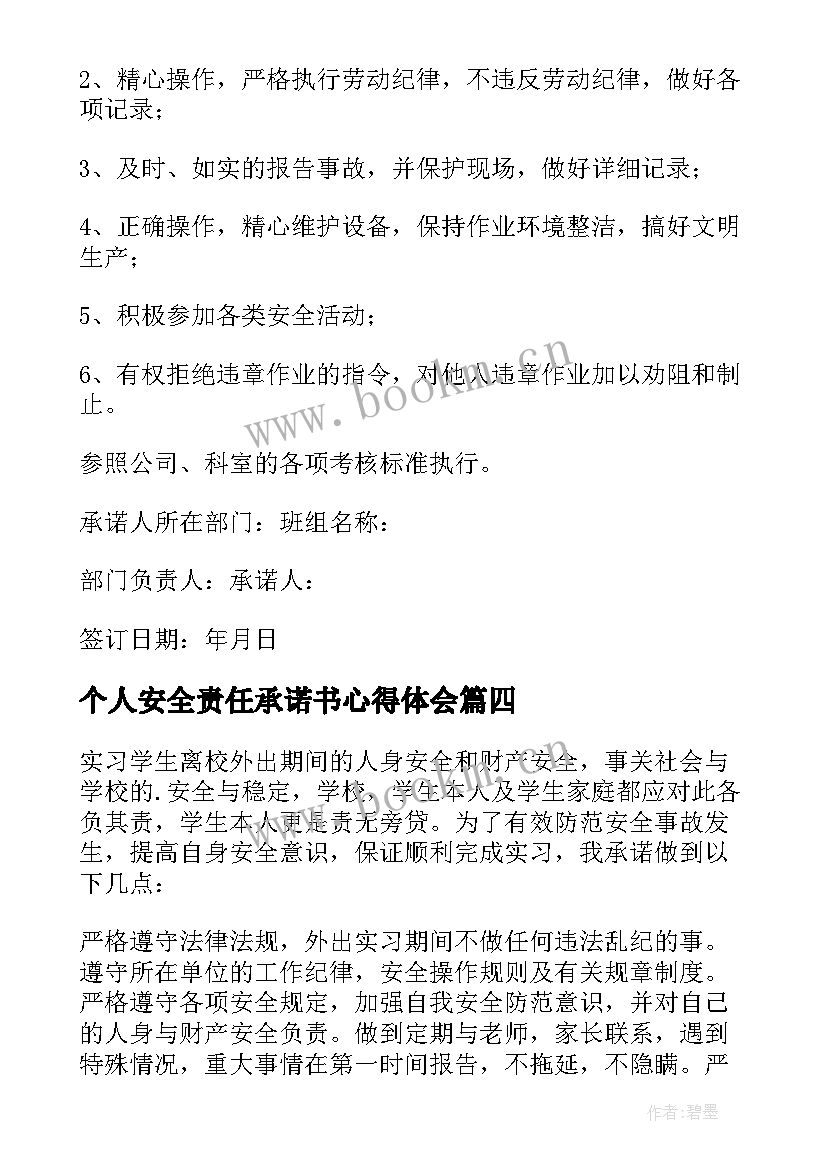 2023年个人安全责任承诺书心得体会 个人安全责任承诺书(大全10篇)