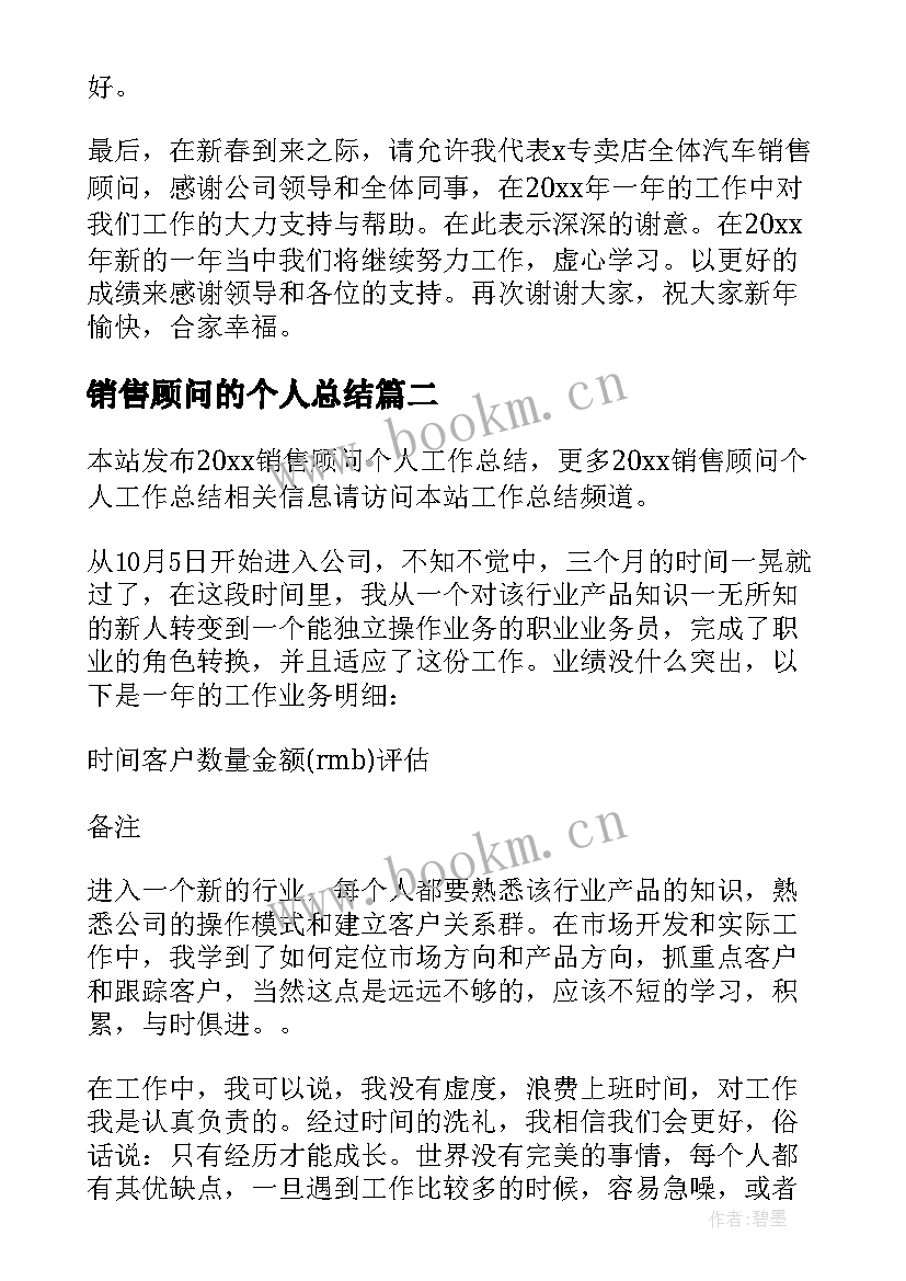 2023年销售顾问的个人总结 销售顾问个人总结(模板18篇)