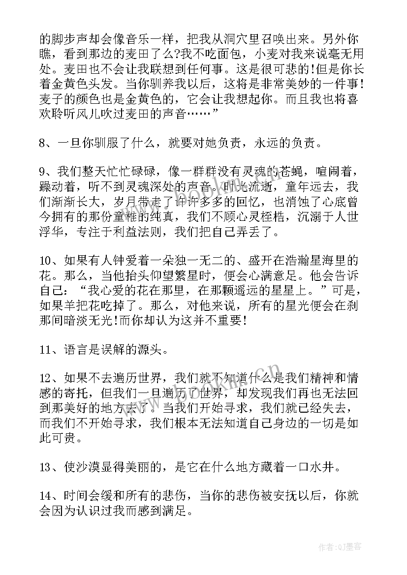 最新小王子读书笔记摘抄加感悟 读书笔记摘抄及感悟(大全13篇)