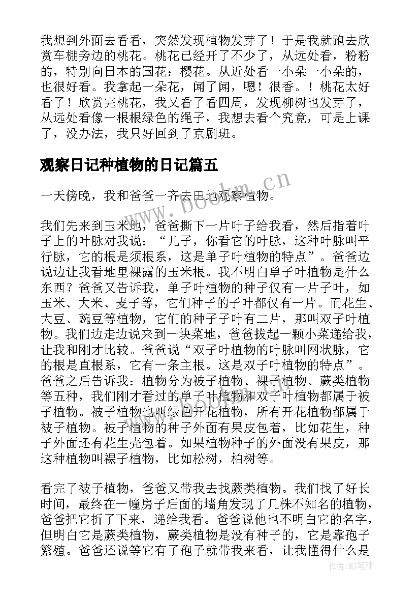 2023年观察日记种植物的日记(实用8篇)