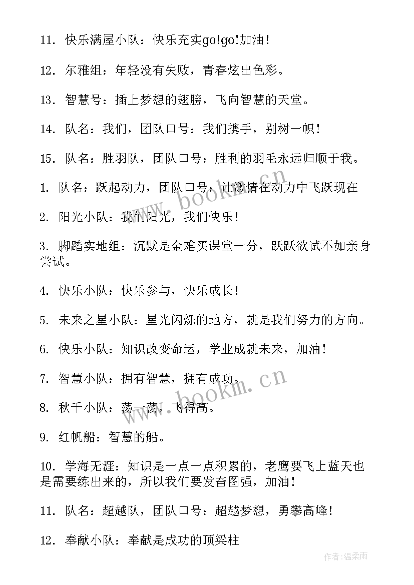 最新拔河比赛队名和创意口号(精选8篇)