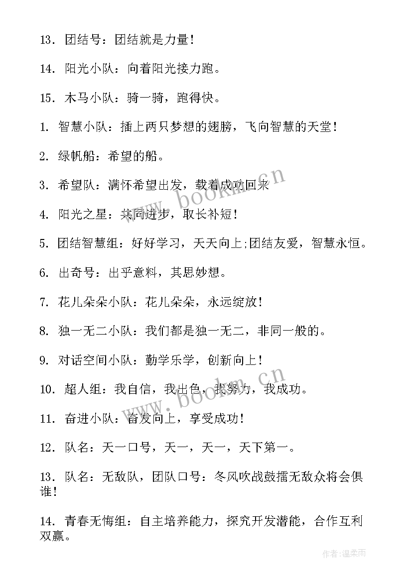 最新拔河比赛队名和创意口号(精选8篇)