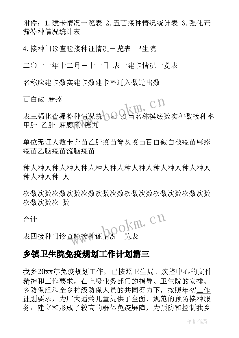 2023年乡镇卫生院免疫规划工作计划 乡镇免疫规划工作计划(模板8篇)