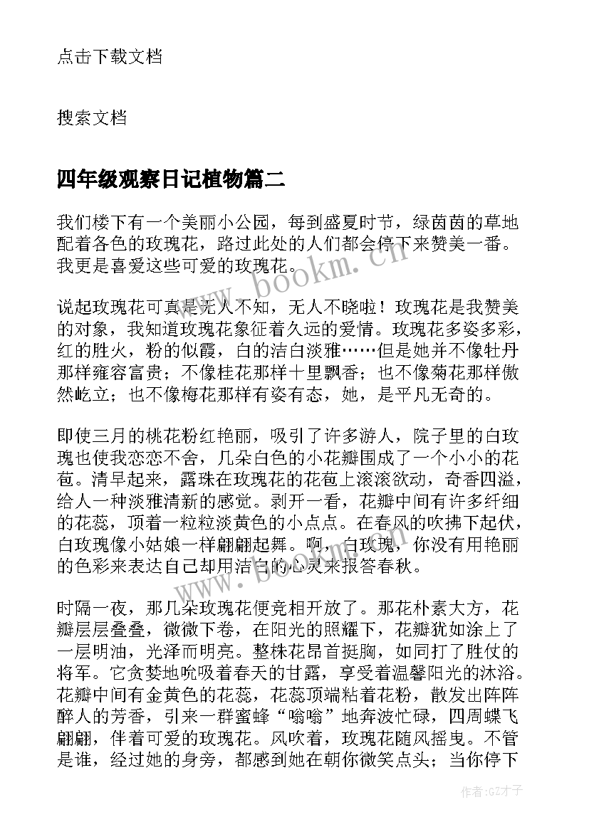 2023年四年级观察日记植物 四年级植物观察日记(实用19篇)