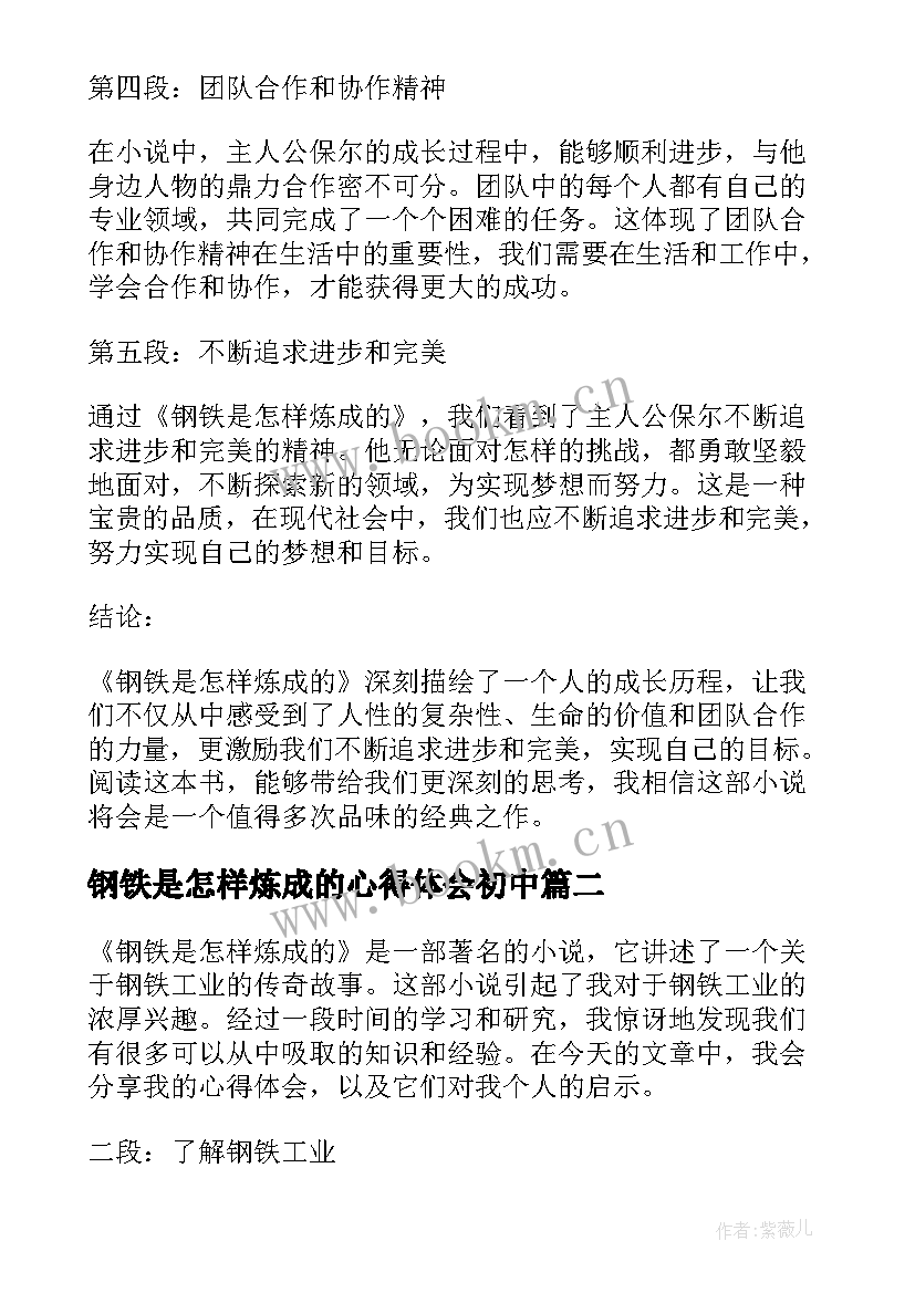 2023年钢铁是怎样炼成的心得体会初中(优秀11篇)