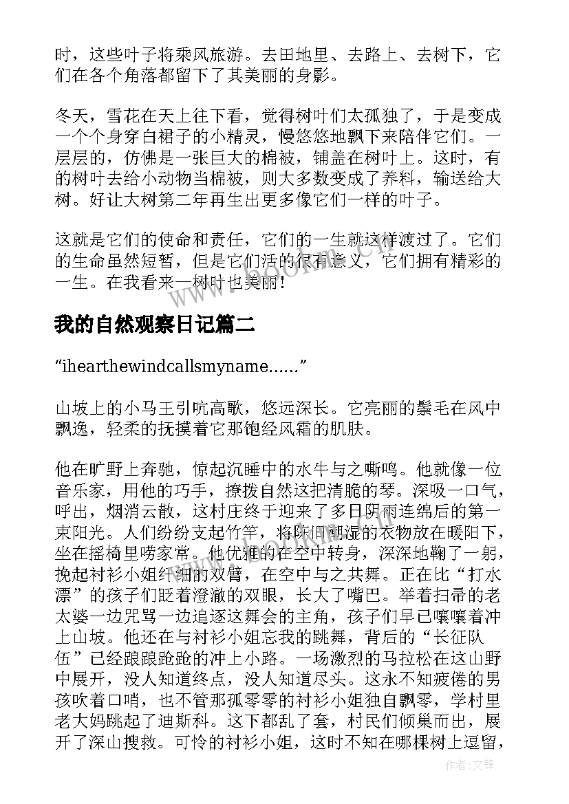 2023年我的自然观察日记 自然观察日记(通用8篇)