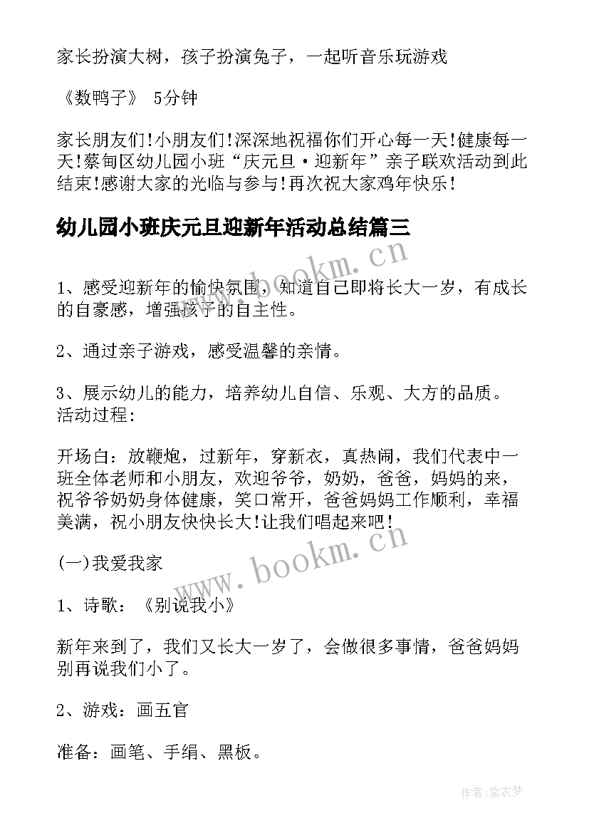 2023年幼儿园小班庆元旦迎新年活动总结(汇总20篇)