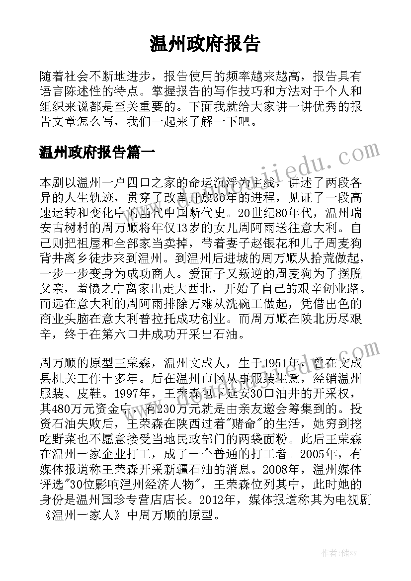 温州政府报告