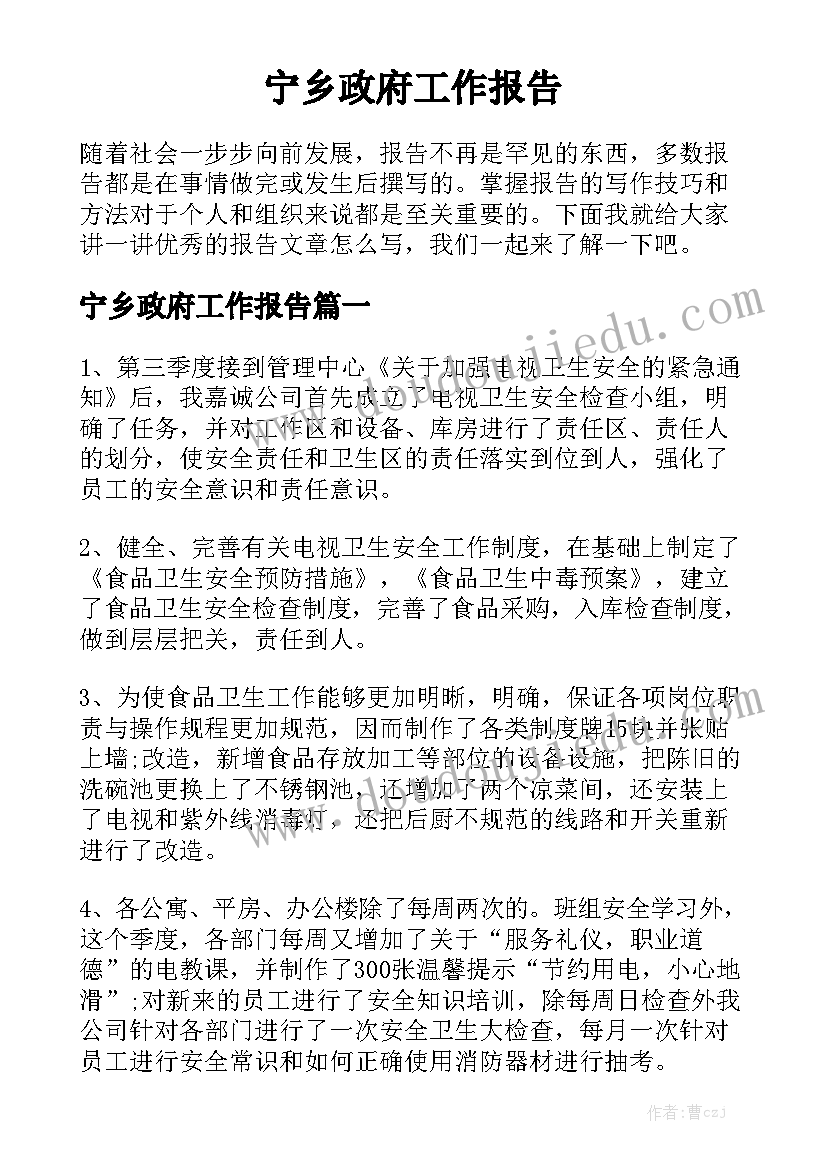 宁乡政府工作报告