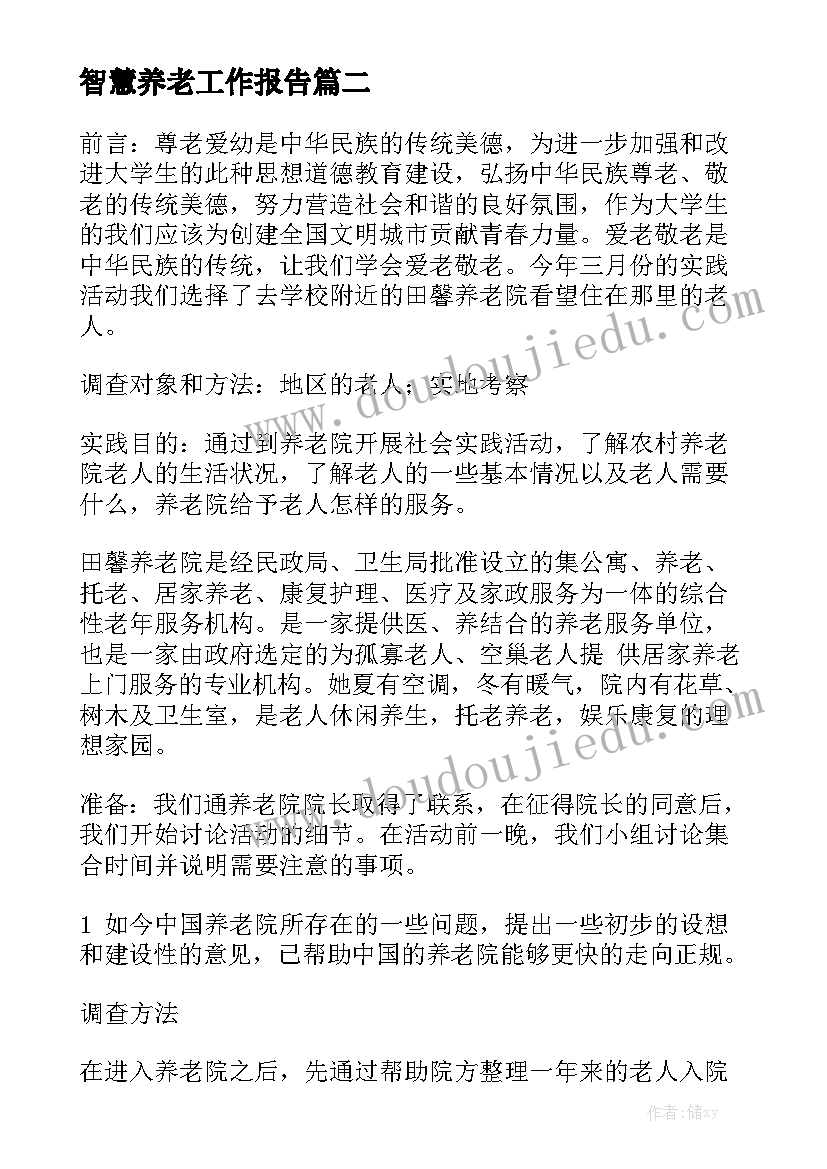 智慧养老工作报告