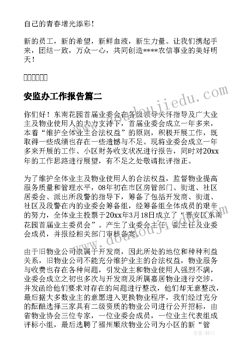 安监办工作报告