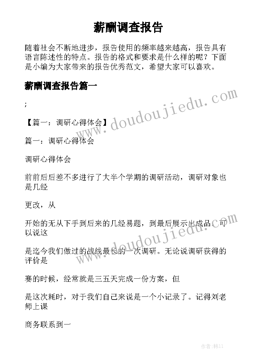 薪酬调查报告