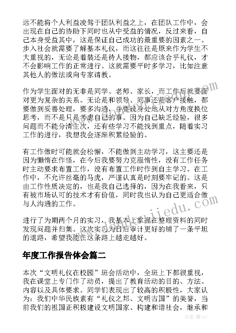 年度工作报告体会