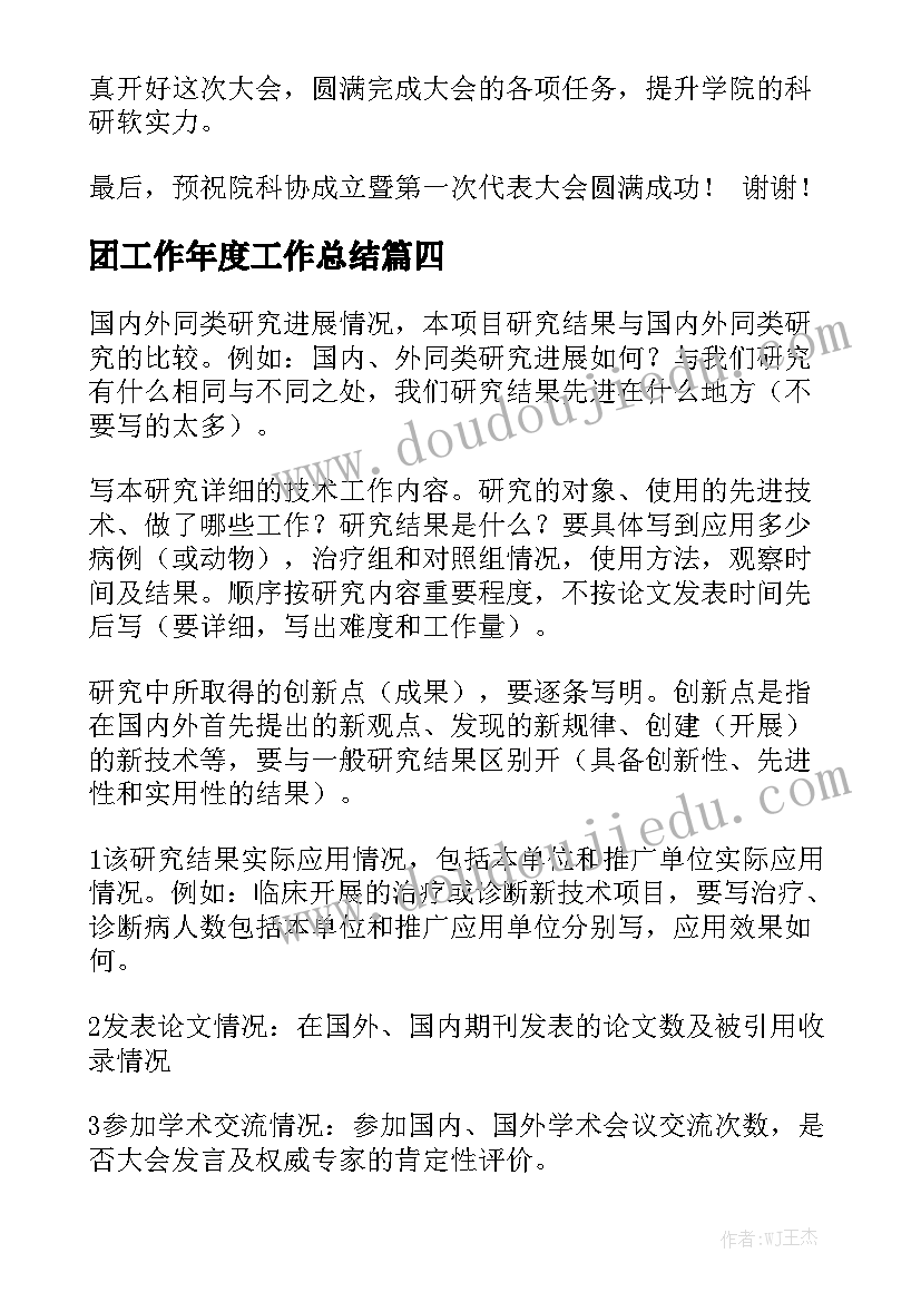 团工作年度工作总结