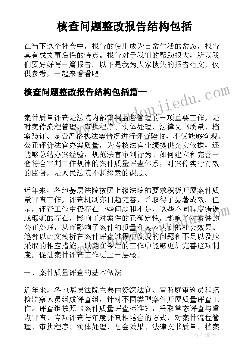 核查问题整改报告结构包括