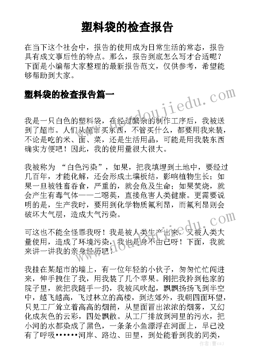 塑料袋的检查报告