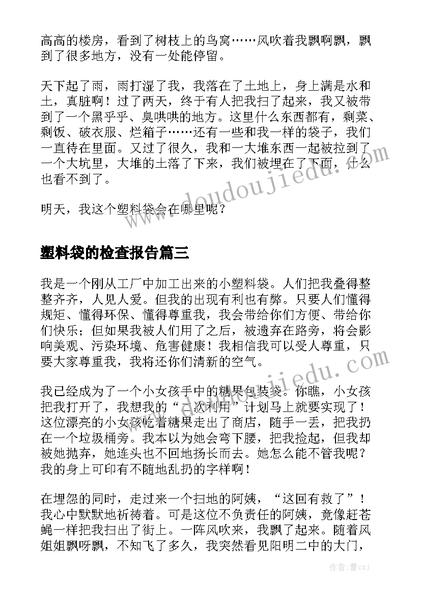 塑料袋的检查报告