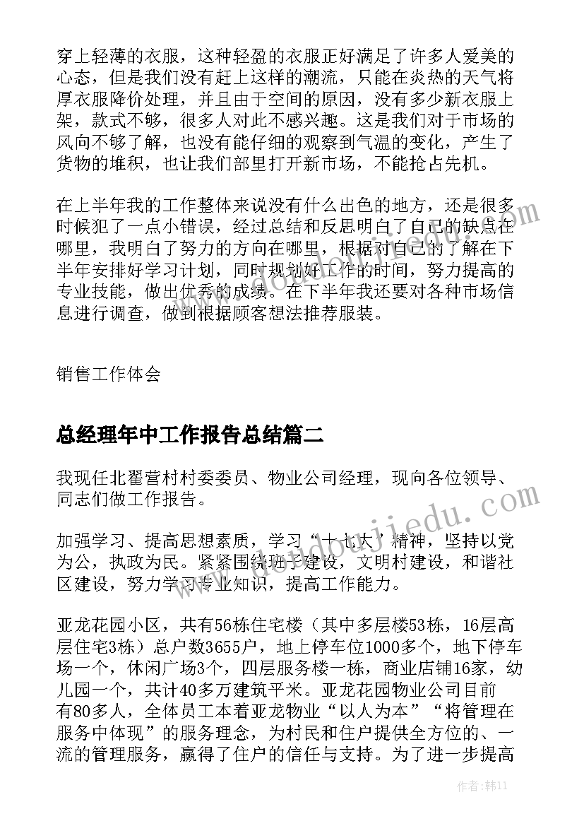 总经理年中工作报告总结