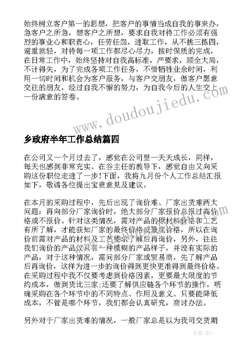 乡政府半年工作总结