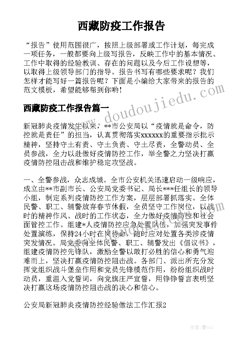 西藏防疫工作报告