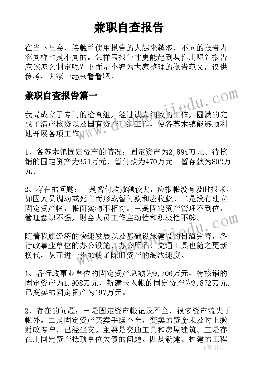 兼职自查报告