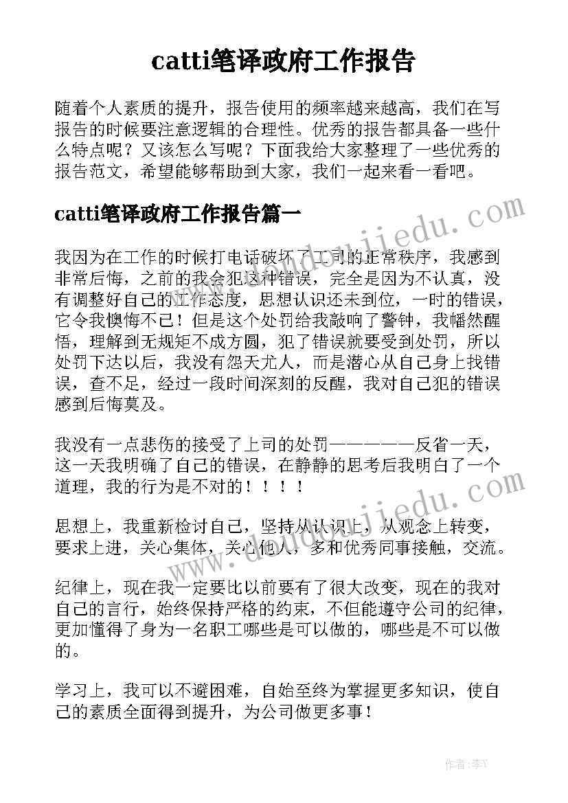 catti笔译政府工作报告